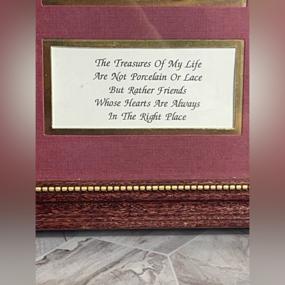 Framed Quote Shadowbox Decor w/ Spoon Porcelain Roses Lace 2001 Handmade - Picture 2 of 8